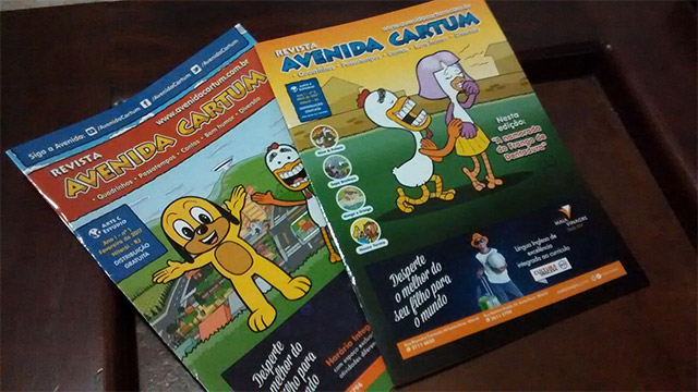 As revistas Avenida Cartum, de Gabriel Moura, com Tobias e o Frango de Dentadura.